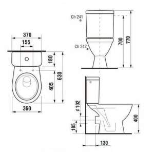 Jika Lyra plus - Kombinačný klozet, 630 mm x 360 mm x 770 mm, biely – s armatúrou Dual Flush, bočné napúšťanie H8263860002411