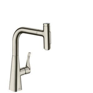 HansGrohe M71 - Drezová batéria M7117-H240 s výsuvnou spŕškou, sBOX, vzhľad nehrdzavejúcej ocele 73817800