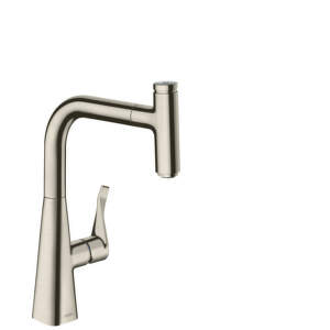 HansGrohe M71 - Drezová batéria M7115-H240 s výsuvnou spŕškou, sBOX, vzhľad nehrdzavejúcej ocele 73802800