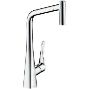 HansGrohe Metris New - Páková kuchynská batéria 320 s vyťahovacou spŕškou, chróm 14820000