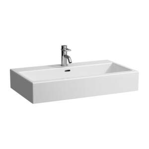 Laufen Living - Umývadlo, 800 mm x 460 mm, biela – 1 otvor na batériu, stredový H8174360001041