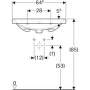 Geberit Acanto - Umývadlo 650x482 mm, otvor na batériu, s prepadom, biela 500.621.01.2