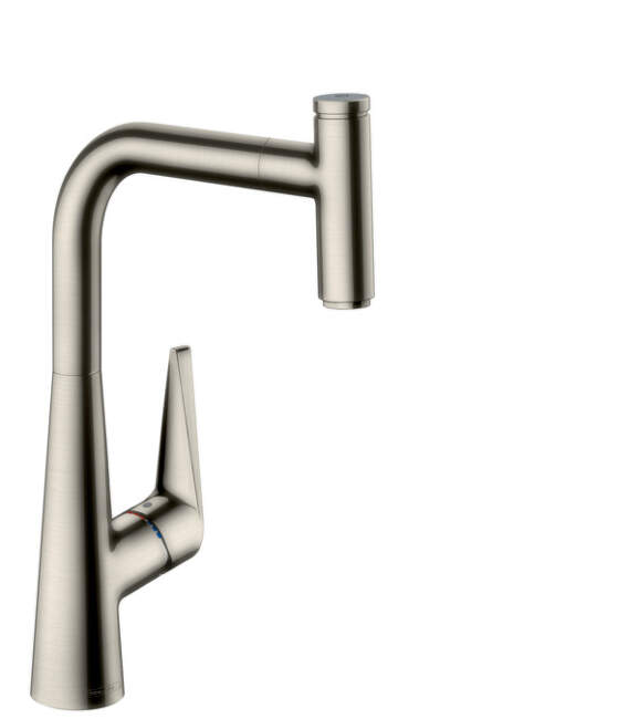 HansGrohe Talis Select M51 - Drezová batéria M5115-H300 s výsuvnou spŕškou, sBOX, vzhľad nehrdzavejúcej ocele 73853800