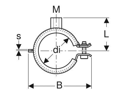 Geberit Izolovaná rúrová objímka Geberit, s pripájacím nátrubkom M8/M10: 1.0215, di=32–37mm, Galvanicky pozinkované 601.854.26.1
