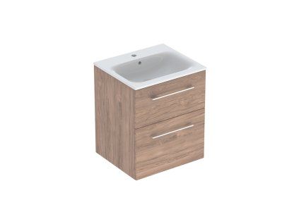 Geberit Selnova Square - Umývadlová skrinka 635x538x480 mm, s umývadlom, 2 zásuvky, orech hickory 501.234.00.1