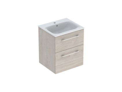 Geberit Selnova Square - Umývadlová skrinka 635x538x480 mm, s umývadlom, 2 zásuvky, svetlý orech hickory 501.235.00.1