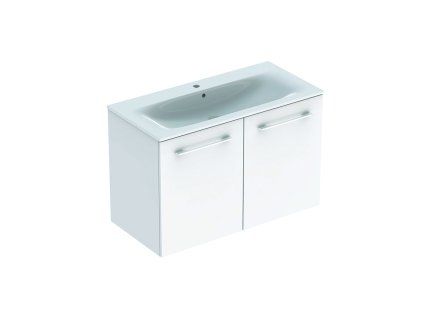 Geberit Selnova Square - Umývadlová skrinka 635x988x480 mm, s umývadlom, 2 dvierka, lesklá biela 501.260.00.1