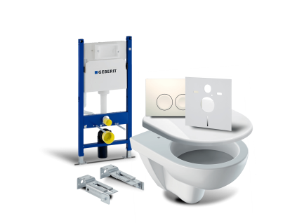 SET Geberit Duofix Delta 6v1 ( modul, tlačítko Delta21, kotvy, izolácia, WC Selnova, WC sedátko)