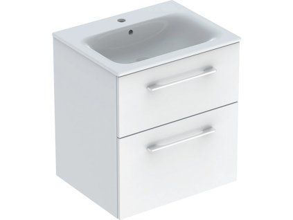 Geberit Selnova Square - Umývadlová skrinka 635x588x480 mm, s umývadlom, 2 zásuvky, lesklá biela 501.236.00.1