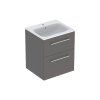 Geberit Selnova Square - Umývadlová skrinka 635x538x480 mm, s umývadlom, 2 zásuvky, lávová mat 501.233.00.1