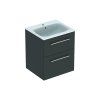Geberit Selnova Square - Umývadlová skrinka 635x538x480 mm, s umývadlom, 2 zásuvky, lávová mat 501.233.00.1
