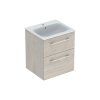 Geberit Selnova Square - Umývadlová skrinka 635x538x480 mm, s umývadlom, 2 zásuvky, svetlý orech hickory 501.235.00.1
